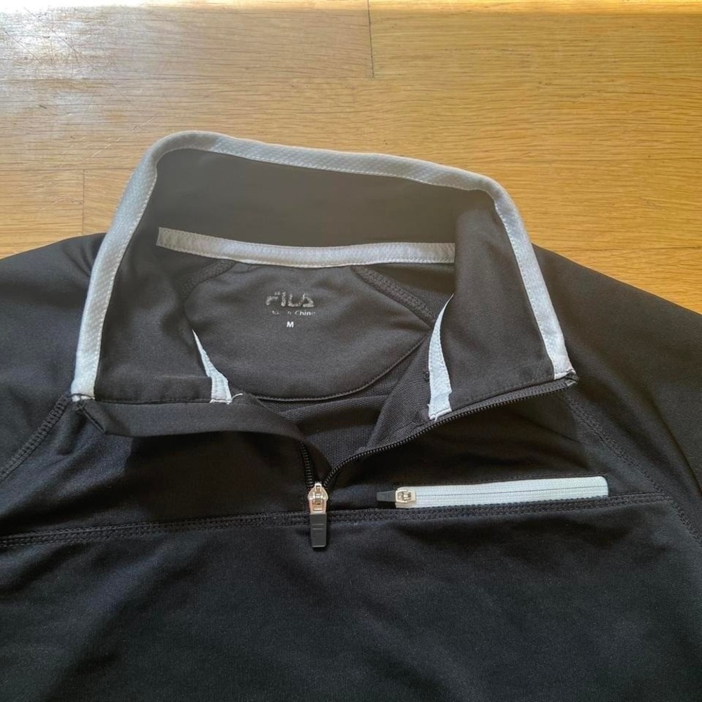 Fila black quarter zip sweatshirt, Men's Medium - Picture 2 of 6